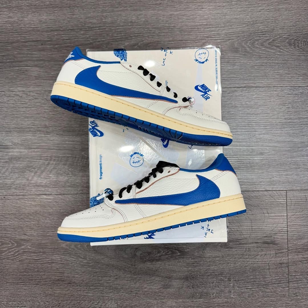 Travis Scott x Fragment Design Air Jordan 1 Retro Low OG SP 'Sail Military Blue' (UA)
