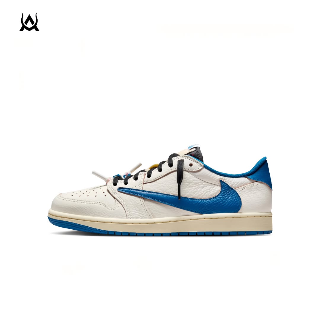 Travis Scott x Fragment Design Air Jordan 1 Retro Low OG SP 'Sail Military Blue' (UA)