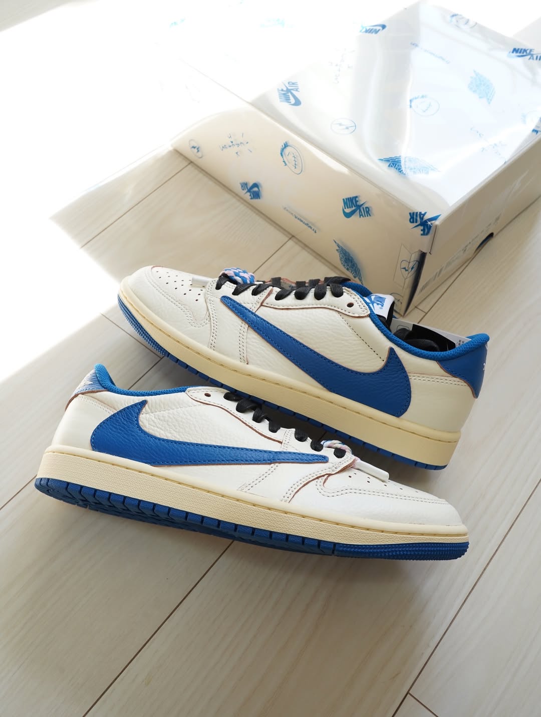 Travis Scott x Fragment Design Air Jordan 1 Retro Low OG SP 'Sail Military Blue' (UA)